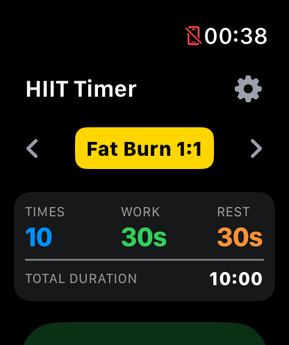 HIIT & Tabata Timer for Watch on Apple Watch — screen 1