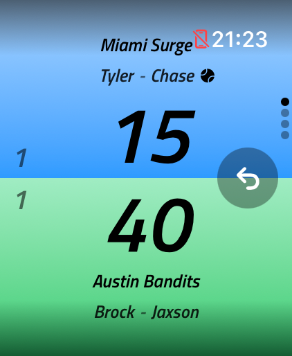 Padel Score for Watch on Apple Watch — screen 1