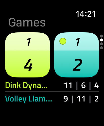 Pickleball Score for Watch on Apple Watch — screen 2