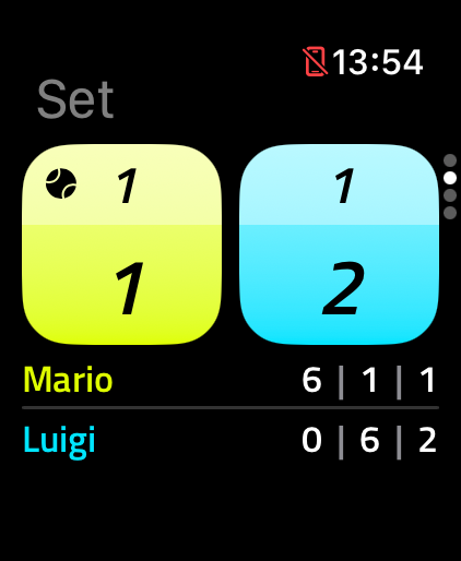 Tennis Score for Watch on Apple Watch — screen 3